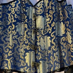 Blue and Gold Brocade Corset